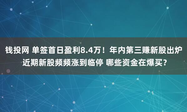 钱投网 单签首日盈利8.4万！年内第三赚新股出炉 近期新股频频涨到临停 哪些资金在爆买？