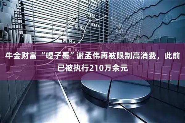 牛金财富 “嘎子哥”谢孟伟再被限制高消费，此前已被执行210万余元