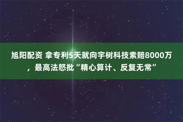 旭阳配资 拿专利5天就向宇树科技索赔8000万，最高法怒批“精心算计、反复无常”
